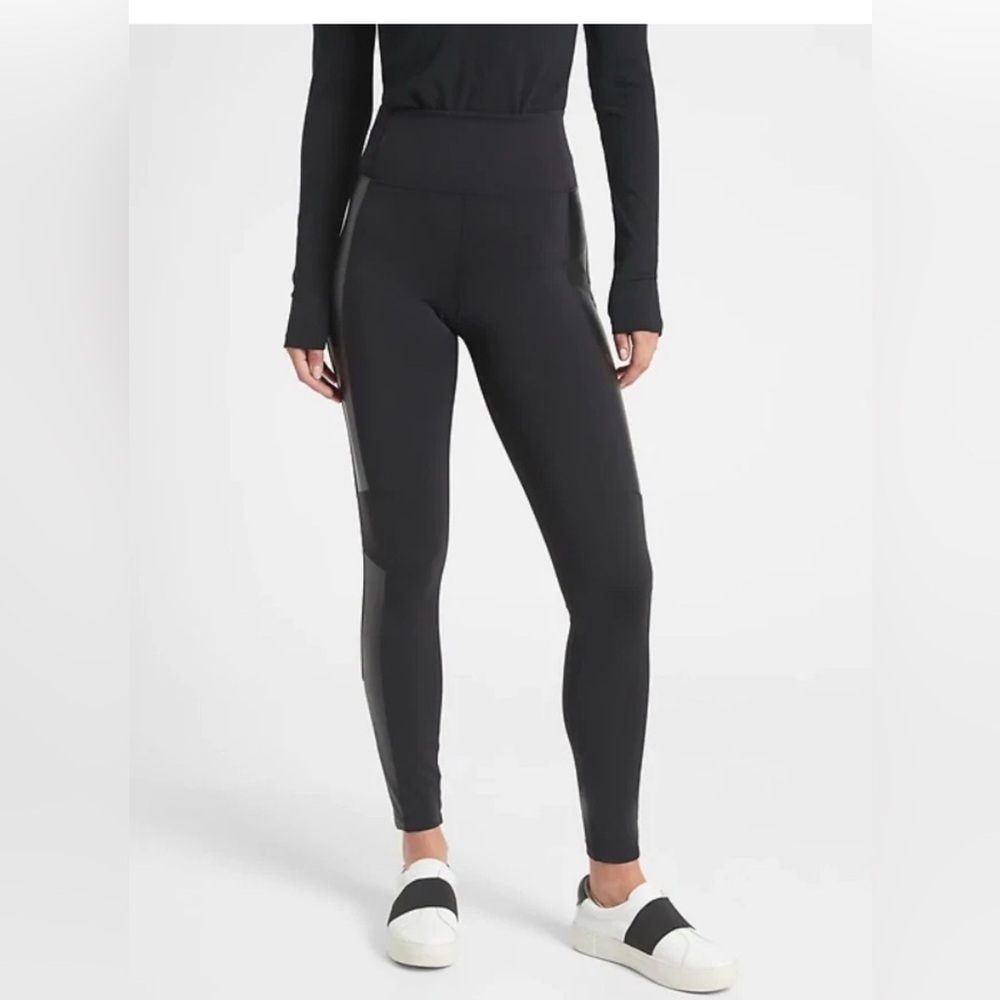 Athleta Delancey Shine Moto Tight Leggings | Black  #631745 Size XSP - Picture 2 of 16